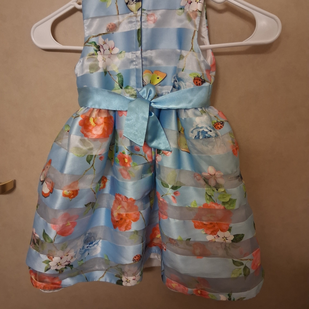 Holiday Editions Floral Kids Dress - Blue and Orange - Picture 2 of 3